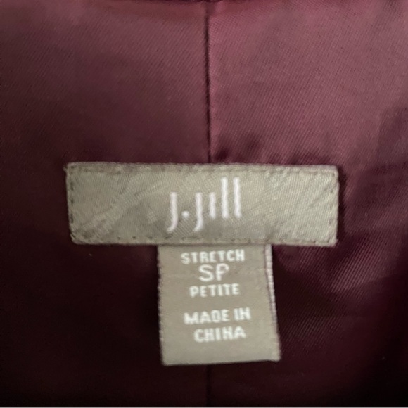 J Jill Lined Flared Stretch Blazer Jacket Buttons Cranberry size Small Petite - Picture 6 of 9
